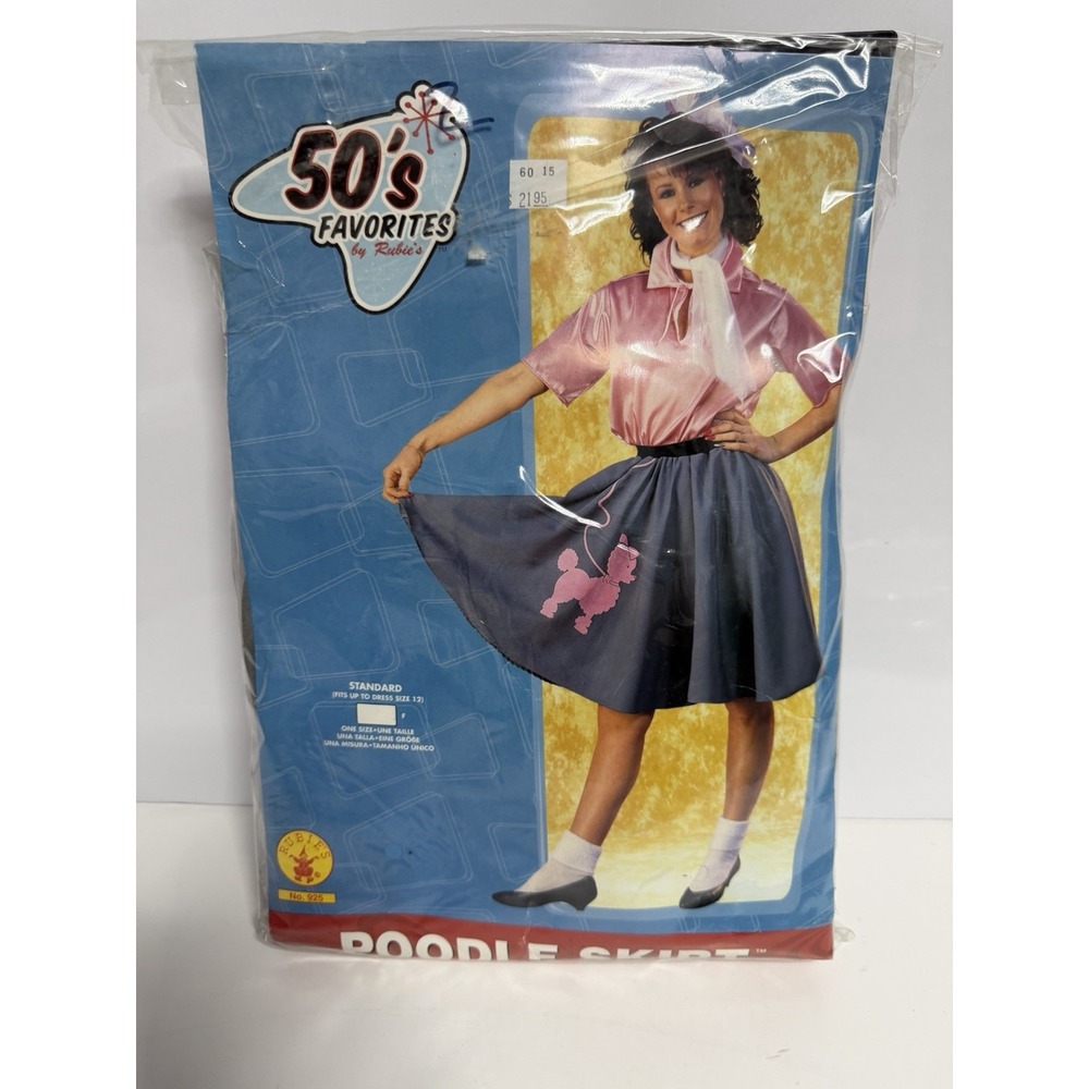 Fabulous 50's Poodle Skirt Adult Women's Costume Pink Felt Black Dog Sz L NEW H1